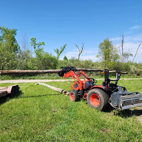 Tractor-front-end-loader-grapple-lifting-dead-tree.webp